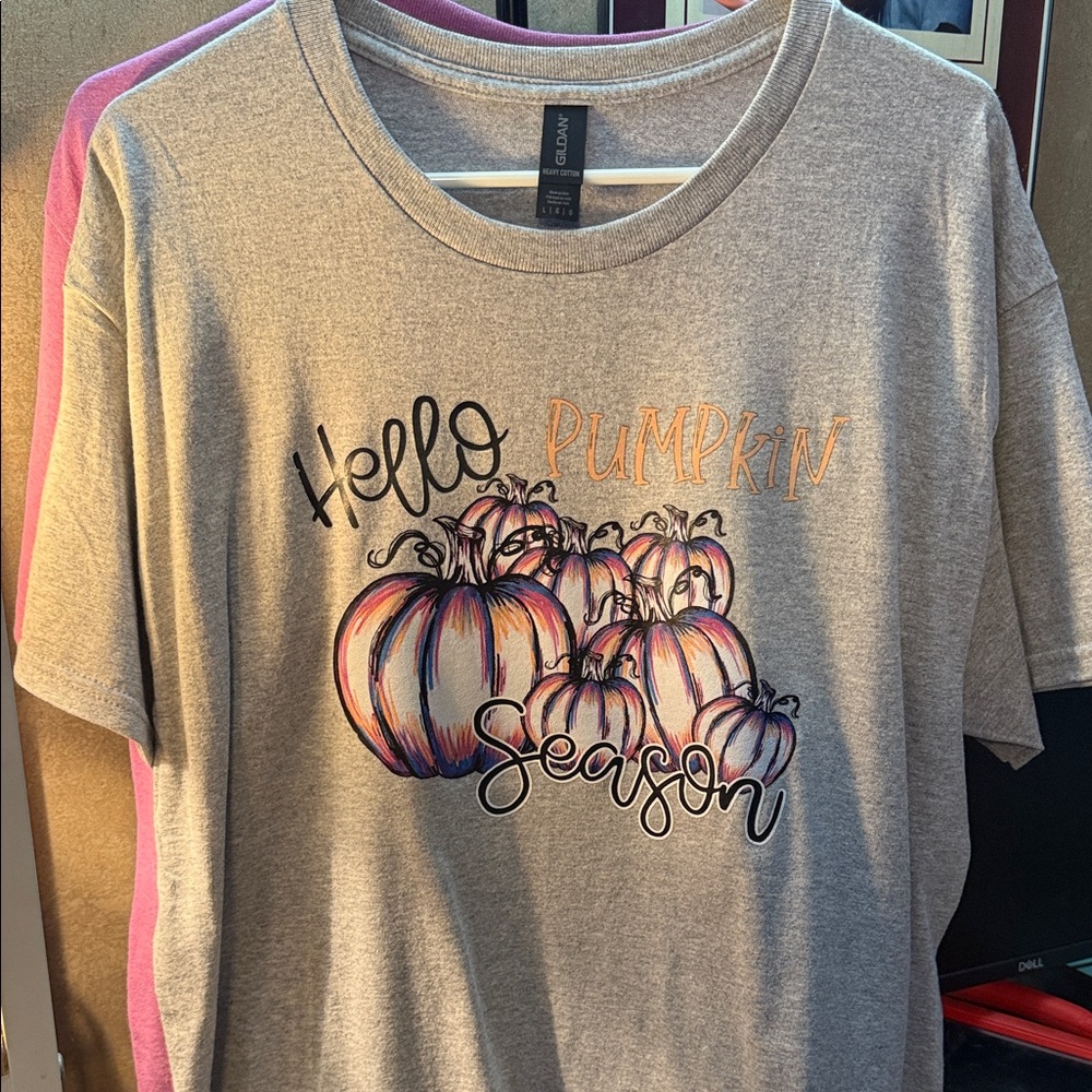 Hello Pumpkin Season Graphic Tee - Grey
